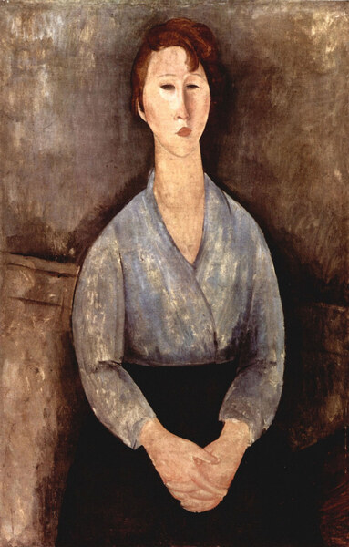 Modigliani - Sitting woman with blue blouse by Modigliani